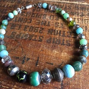 Sterling silver gemstone Crystal beaded necklace